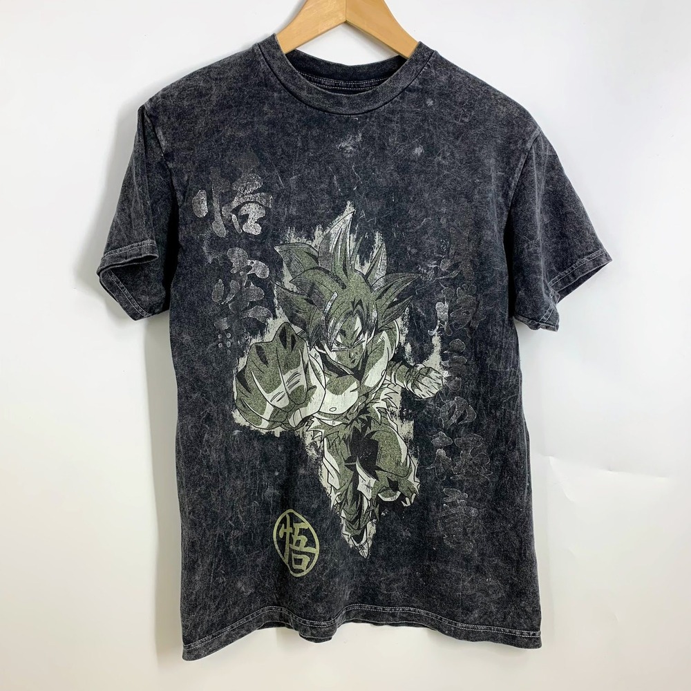 Dragon Ball Z Boy's Goku T Shirt Anime Black‎ Wash Graphic Tee Size M